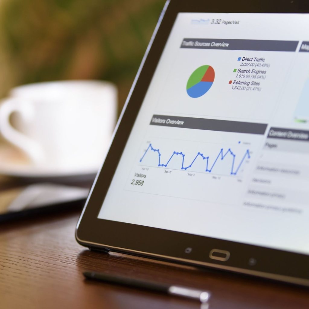 Financial statement charts on a tablet